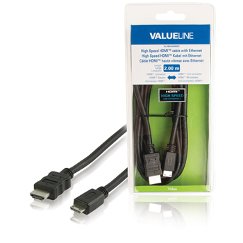 Valueline High Speed HDMI-kabel met ethernet HDMI-connector - HDMI mini-connector 2,00 m zwart