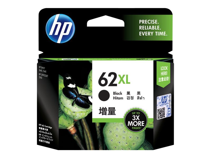 HP 62XL - hoog rendement - zwart - origineel - inktcartridge