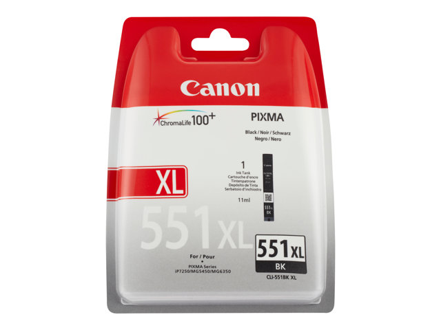 Canon CLI-551BK XL - Zwart - origineel - inkttank - voor PIXMA iP8750, iX6850, MG5550, MG5650, MG5655, MG6450, MG6650, MG7150, MG7550, MX725, MX925