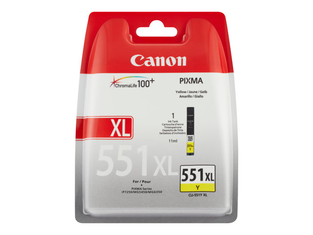 Canon CLI-551Y XL - Hoog rendement - geel - origineel - blister met beveiliging - inkttank - voor PIXMA iP8750, iX6850, MG5550, MG5650, MG5655, MG6450, MG6650, MG7150, MG7550, MX725, MX925