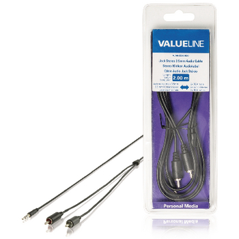 Valueline Stereo Verlengkabel 3.5 mm Male - 2x RCA Male 2.00 m Zwart