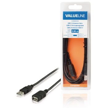 Valueline USB 2.0 Verlengkabel A Male - A Female 3.00 m Zwart