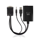 ACT AC7545 0.25 meter, VGA naar HDMI verloopadapter met audio, 1x HDMI A female, 1x VGA male + Audio 3.5mm Jack male