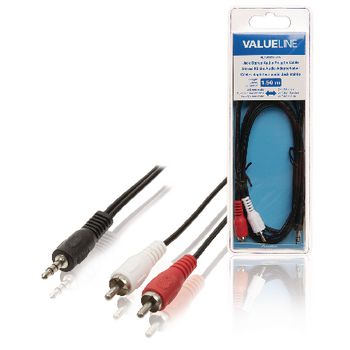 Valueline Stereo Audiokabel 3.5 mm Male - 2x RCA Male 1.50 m Zwart